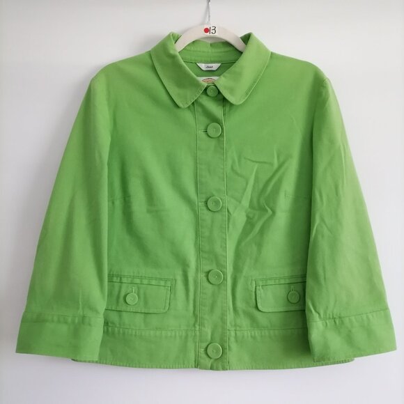 Talbots Womens Light Green 3/4 Sleeve Stretch Button Up Denim Jacket Size 12 - Picture 1 of 6